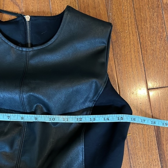 Spanx | Leather-Like Mixed Media Combo Fitted Dress Classic Black Small - Picture 11 of 13